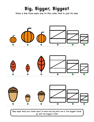 First page of Big, Bigger, Biggest, a matching game
