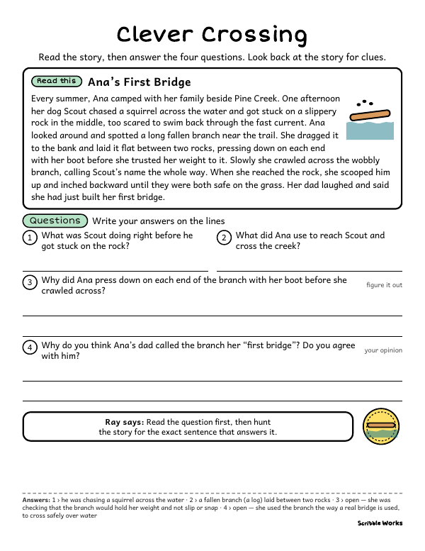 The printed page of Clever Crossing