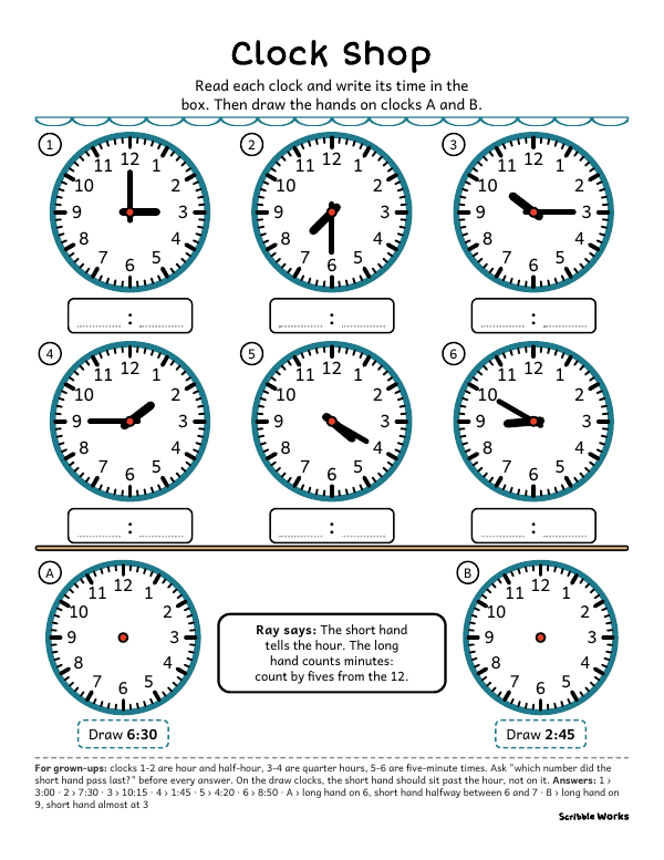 The printed page of Clock Shop