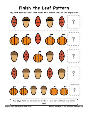 First page of Finish the Leaf Pattern