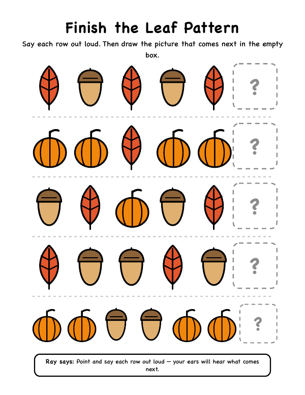 First page of Finish the Leaf Pattern