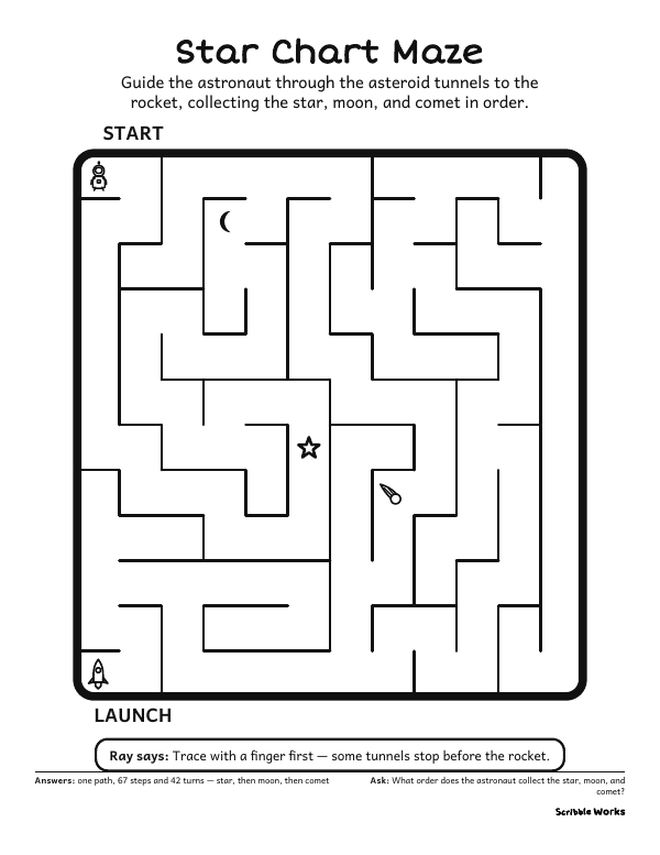The printed page of Star Chart Maze